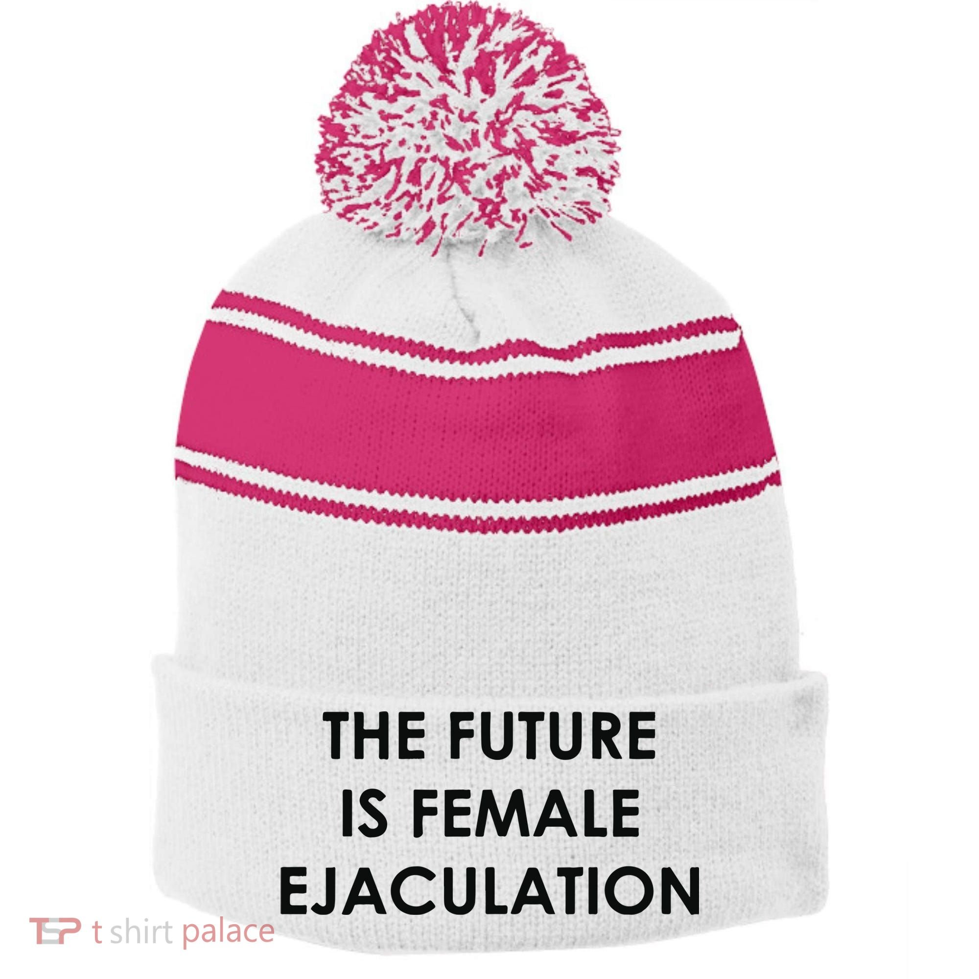 The Future Is Female Ejaculation Stripe Pom Pom Beanie