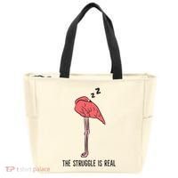 Tired Flamingo Lazy Flamingo The Struggle Is Real Tote Bag thumb 0