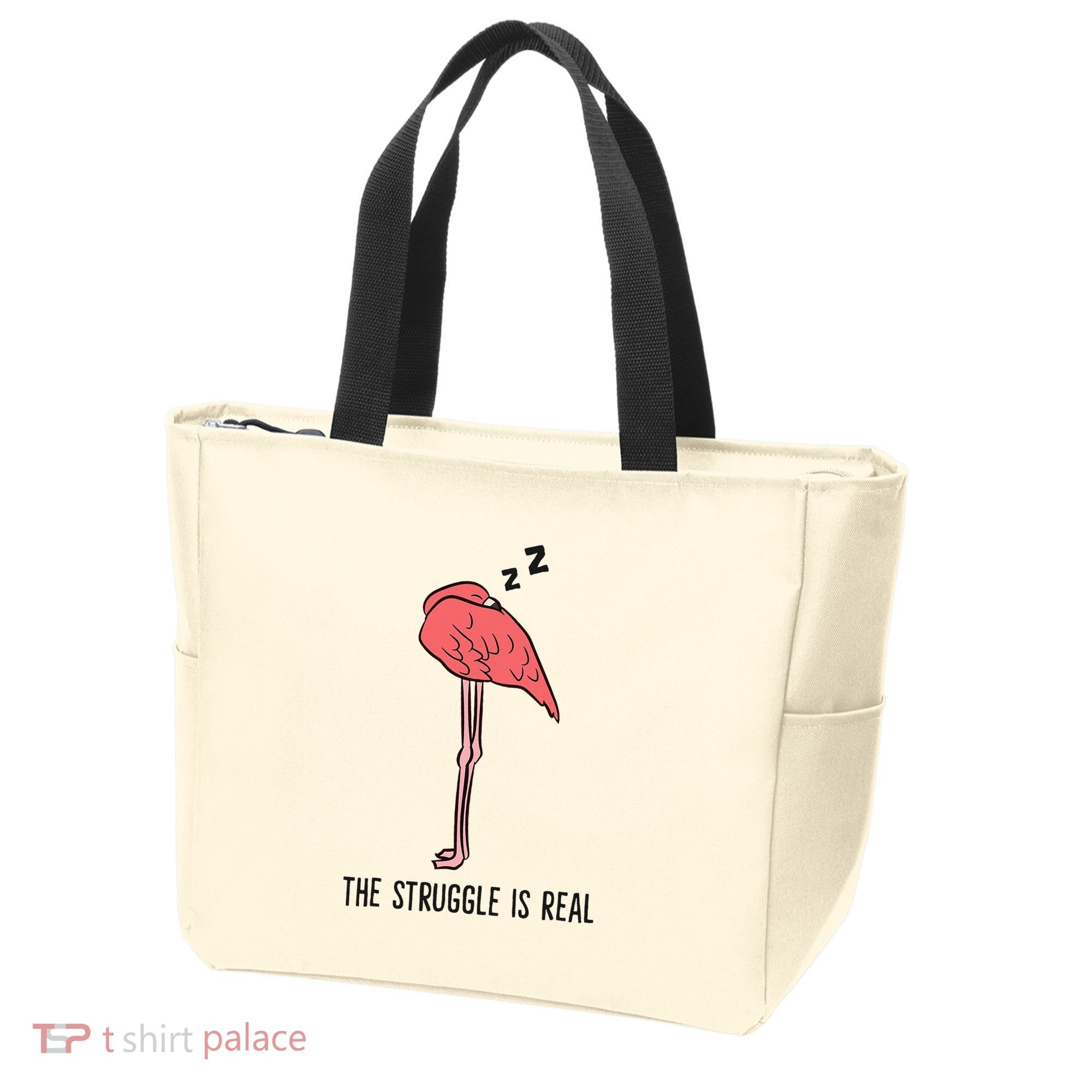 Tired Flamingo Lazy Flamingo The Struggle Is Real Tote Bag