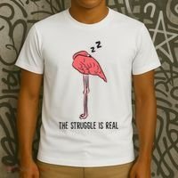 Tired Flamingo Lazy Flamingo The Struggle Is Real T-Shirt thumb 3