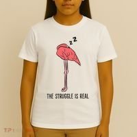 Tired Flamingo Lazy Flamingo The Struggle Is Real T-Shirt thumb 4