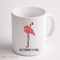 Tired Flamingo Lazy Flamingo The Struggle Is Real Coffee Mug thumb 1