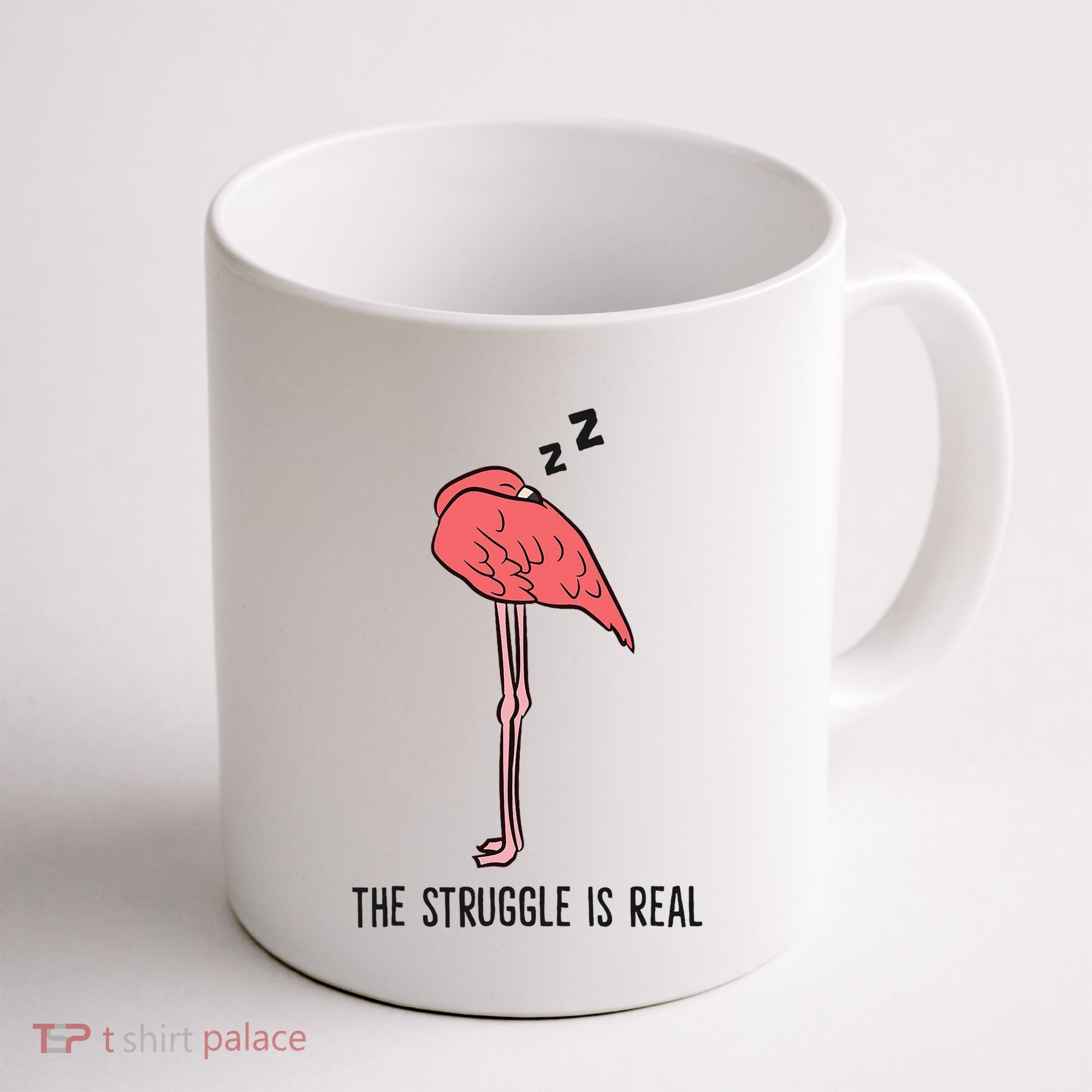Tired Flamingo Lazy Flamingo The Struggle Is Real Coffee Mug
