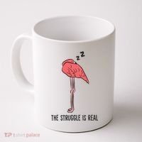 Tired Flamingo Lazy Flamingo The Struggle Is Real Coffee Mug thumb 0