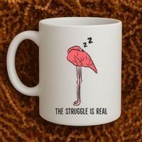 Tired Flamingo Lazy Flamingo The Struggle Is Real Coffee Mug thumb 2