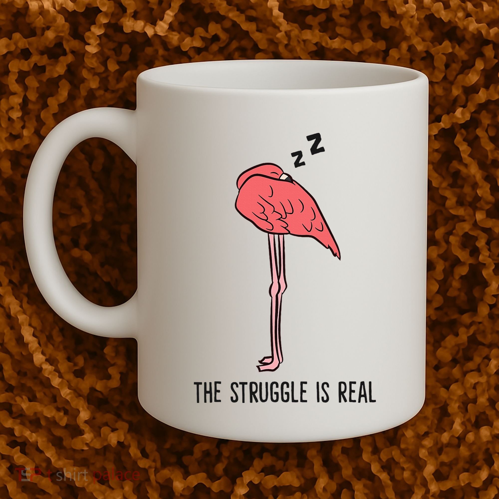 Tired Flamingo Lazy Flamingo The Struggle Is Real Coffee Mug