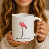 Tired Flamingo Lazy Flamingo The Struggle Is Real Coffee Mug thumb 3