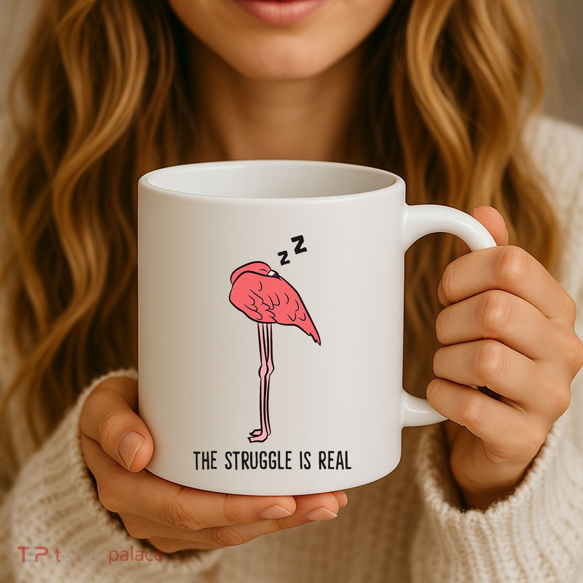 Tired Flamingo Lazy Flamingo The Struggle Is Real Coffee Mug