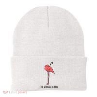 Tired Flamingo Lazy Flamingo The Struggle Is Real Beanie thumb 0