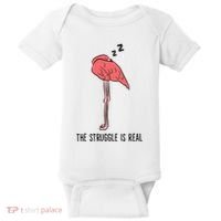 Tired Flamingo Lazy Flamingo The Struggle Is Real Baby Bodysuit thumb 0