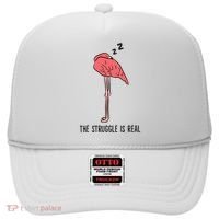 Tired Flamingo Lazy Flamingo The Struggle Is Real Hat thumb 0