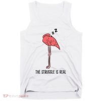 Tired Flamingo Lazy Flamingo The Struggle Is Real Tank Top thumb 0