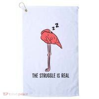 Tired Flamingo Lazy Flamingo The Struggle Is Real Golf Towel thumb 0