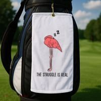 Tired Flamingo Lazy Flamingo The Struggle Is Real Golf Towel thumb 2