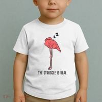 Tired Flamingo Lazy Flamingo The Struggle Is Real Toddler T-Shirt thumb 2
