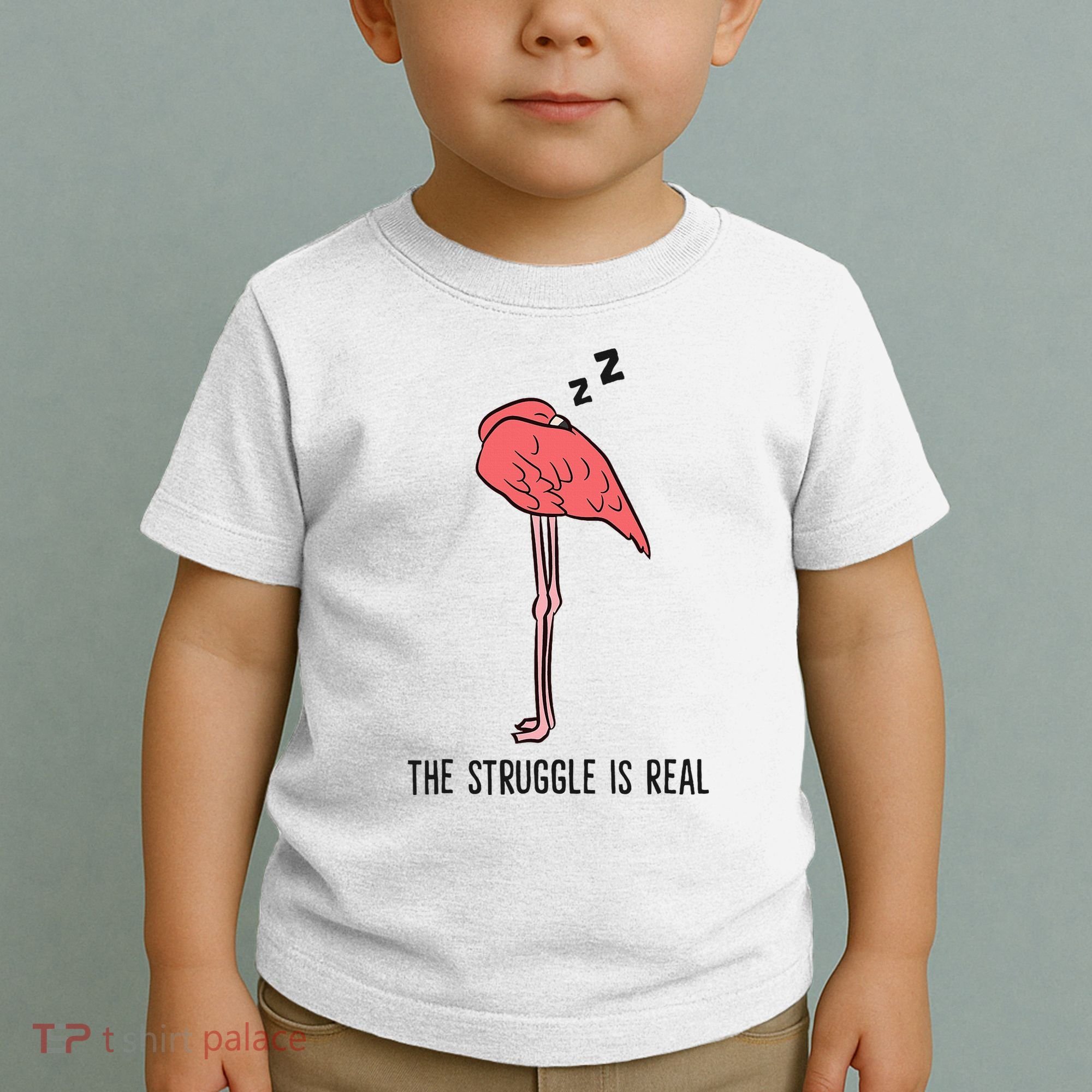 Tired Flamingo Lazy Flamingo The Struggle Is Real Toddler T-Shirt