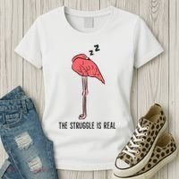 Tired Flamingo Lazy Flamingo The Struggle Is Real Women's T-Shirt thumb 3