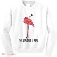 Tired Flamingo Lazy Flamingo The Struggle Is Real Kids Sweatshirt thumb 0