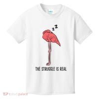 Tired Flamingo Lazy Flamingo The Struggle Is Real Kids T-Shirt thumb 0