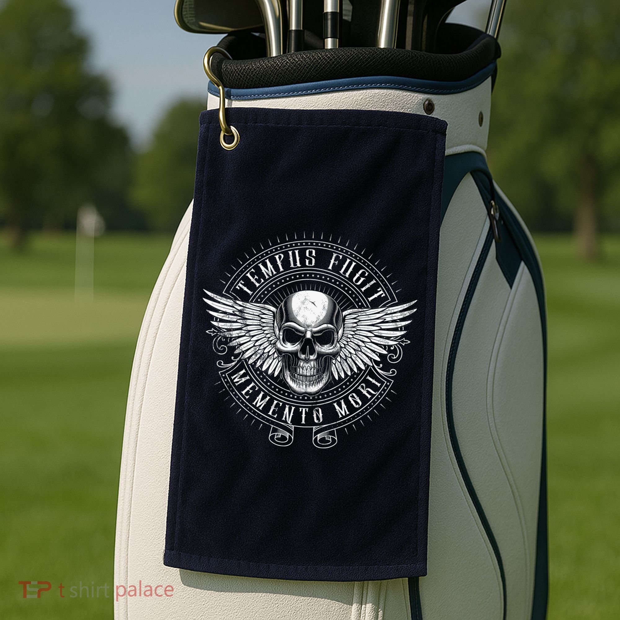 Tempus Fugit Memento Mori Latin Phrase Golf Towel