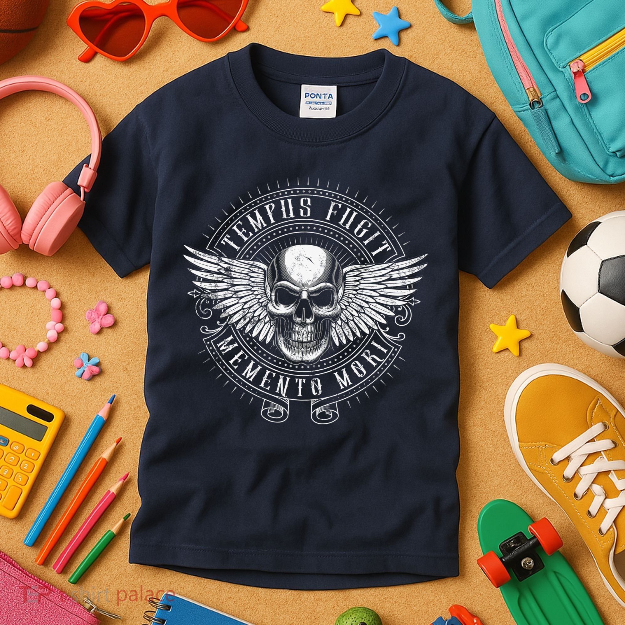 Tempus Fugit Memento Mori Latin Phrase Kids T-Shirt