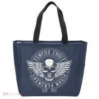 Tempus Fugit Memento Mori Latin Phrase Tote Bag thumb 0