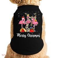 Three Flamingos Merry Christmas Doggie Tank thumb 0