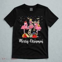 Three Flamingos Merry Christmas T-Shirt thumb 5