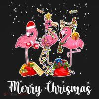 Three Flamingos Merry Christmas Polo thumb 3