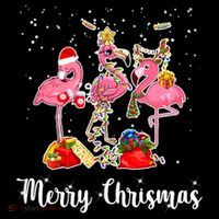 Three Flamingos Merry Christmas Women's Hoodie thumb 2