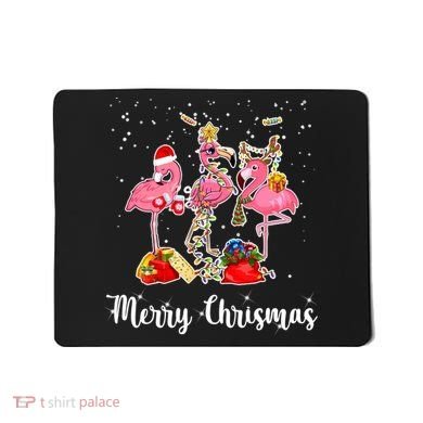 Three Flamingos Merry Christmas Mousepad