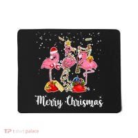 Three Flamingos Merry Christmas Mousepad thumb 0