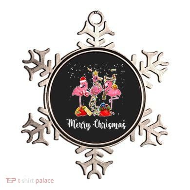 Three Flamingos Merry Christmas Ornament