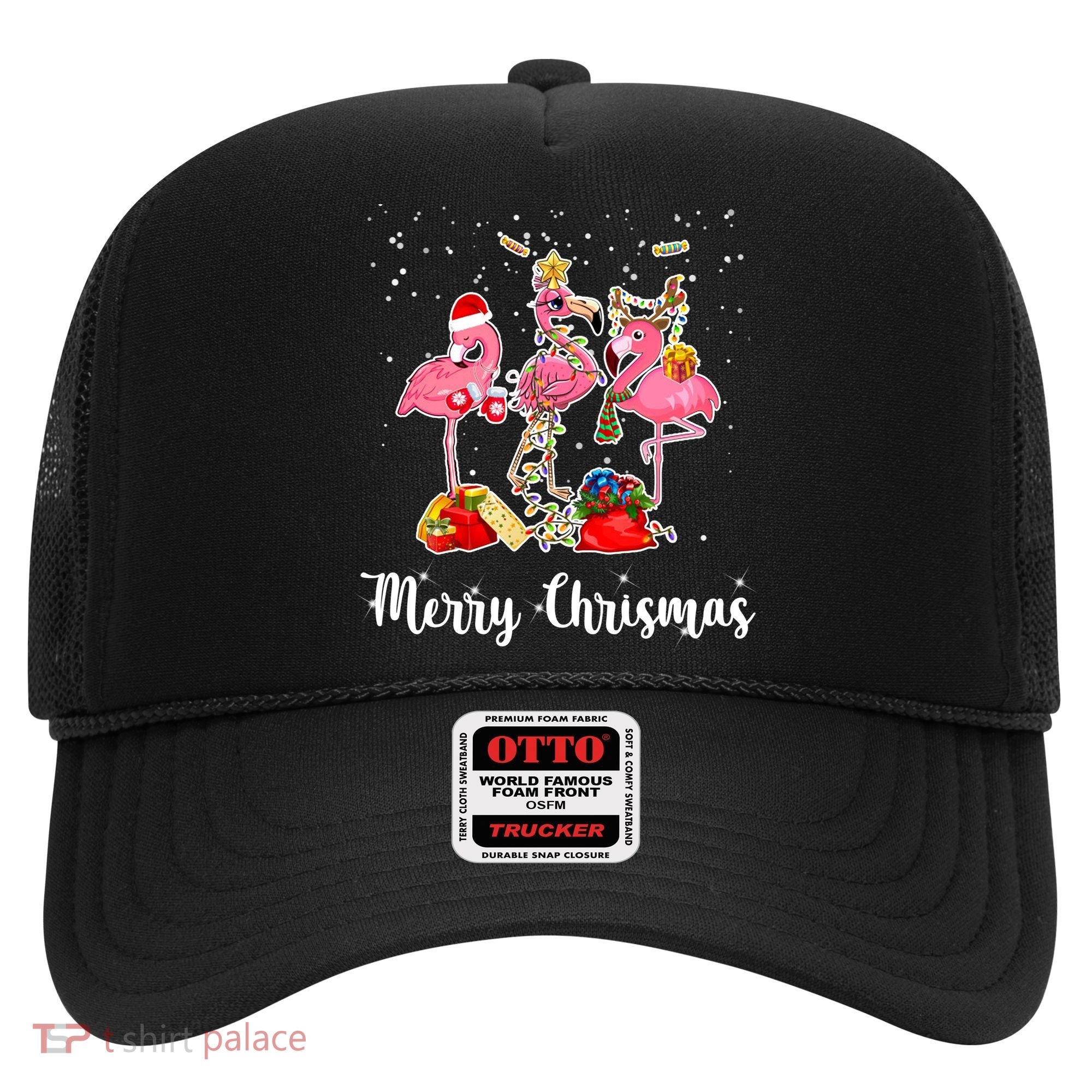 Three Flamingos Merry Christmas Hat