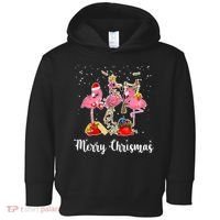 Three Flamingos Merry Christmas Toddler Hoodie thumb 0