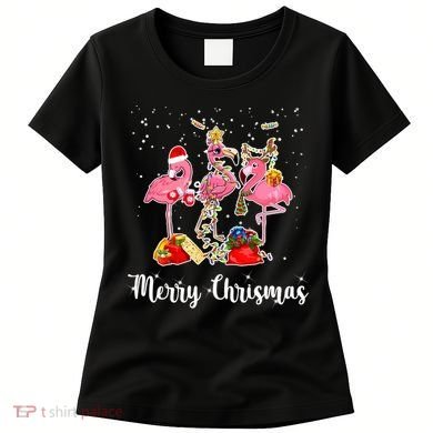 Three Flamingos Merry Christmas Women's T-Shirt
