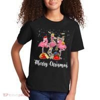 Three Flamingos Merry Christmas Kids T-Shirt thumb 2