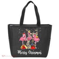 Three Flamingos Merry Christmas Tote Bag thumb 0