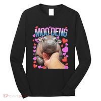The Famous Moo Deng Pygmy Baby Hippo Moo Deng Cute Moodeng Long Sleeve Shirt thumb 0