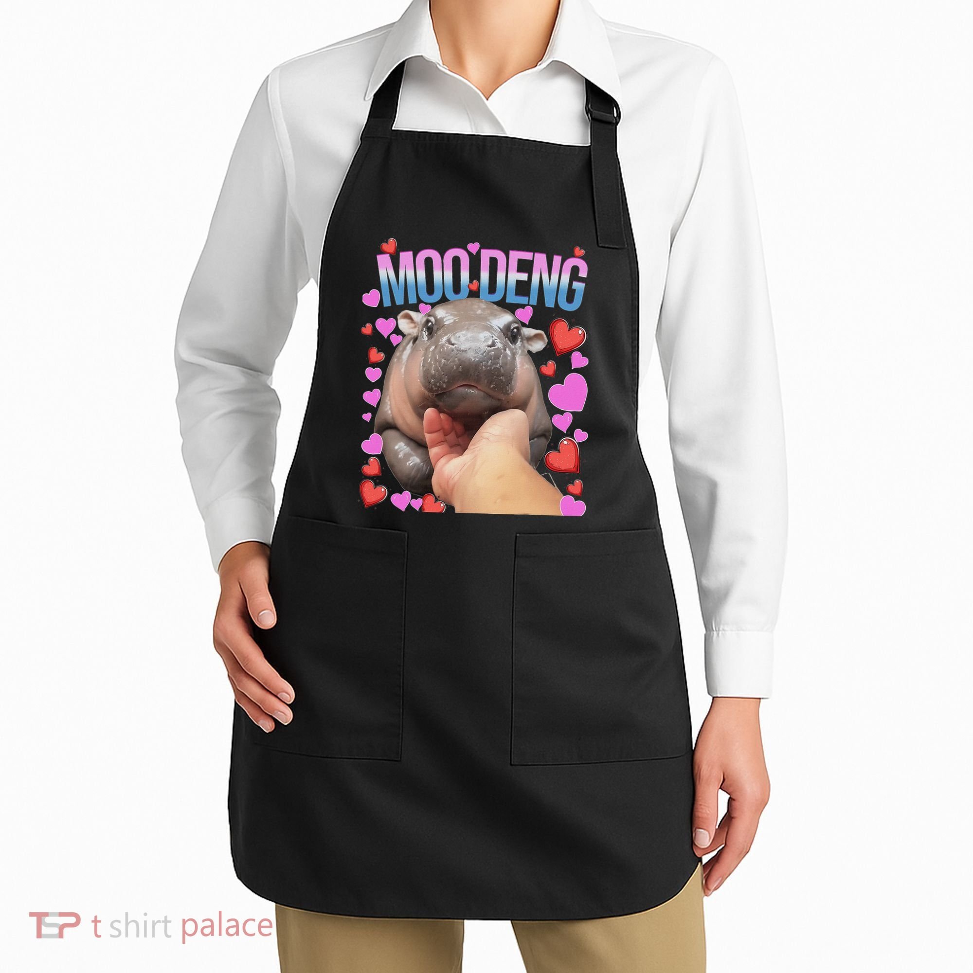 The Famous Moo Deng Pygmy Baby Hippo Moo Deng Cute Moodeng Apron