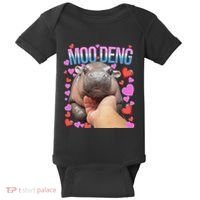 The Famous Moo Deng Pygmy Baby Hippo Moo Deng Cute Moodeng Baby Bodysuit thumb 0