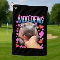 The Famous Moo Deng Pygmy Baby Hippo Moo Deng Cute Moodeng Golf Towel thumb 1