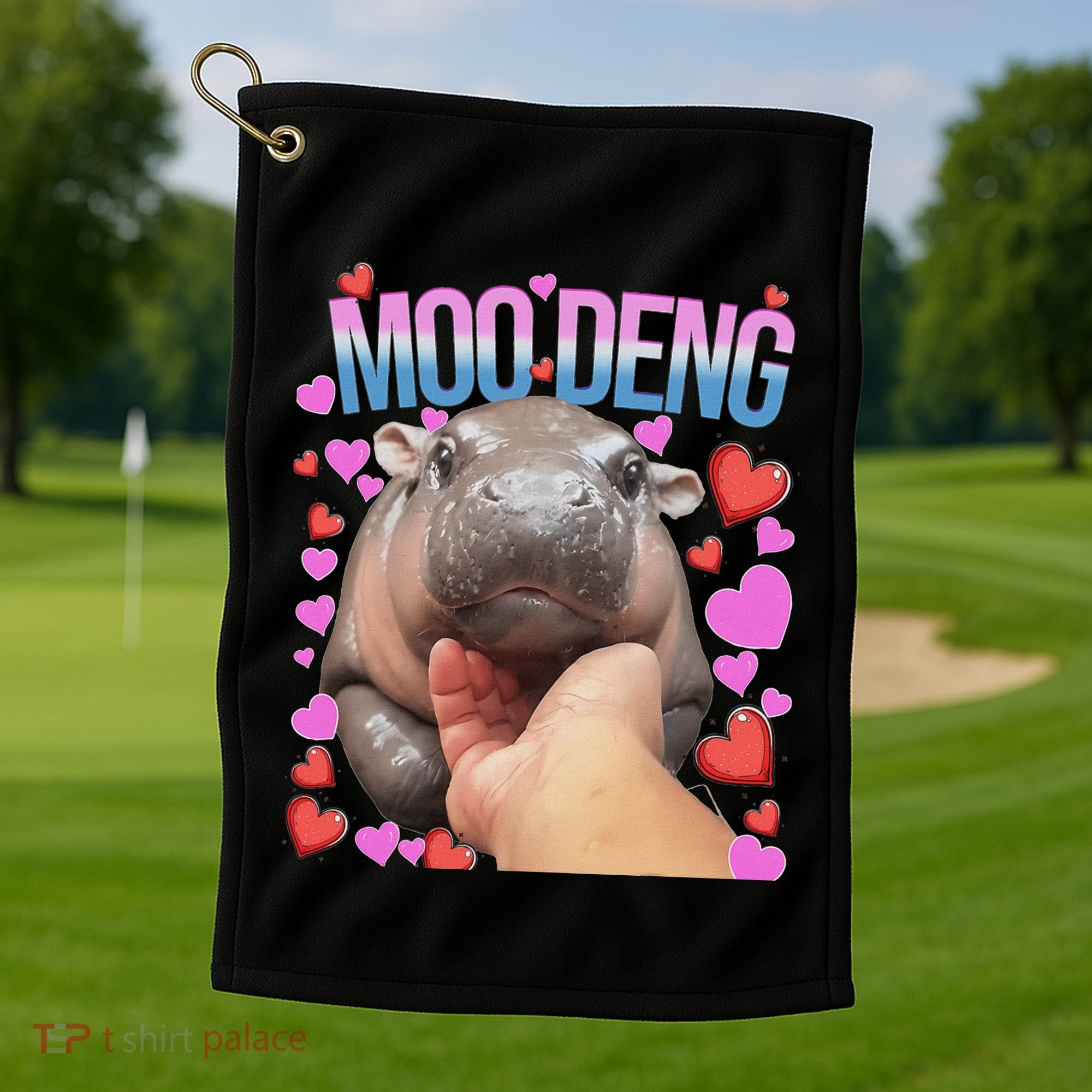 The Famous Moo Deng Pygmy Baby Hippo Moo Deng Cute Moodeng Golf Towel