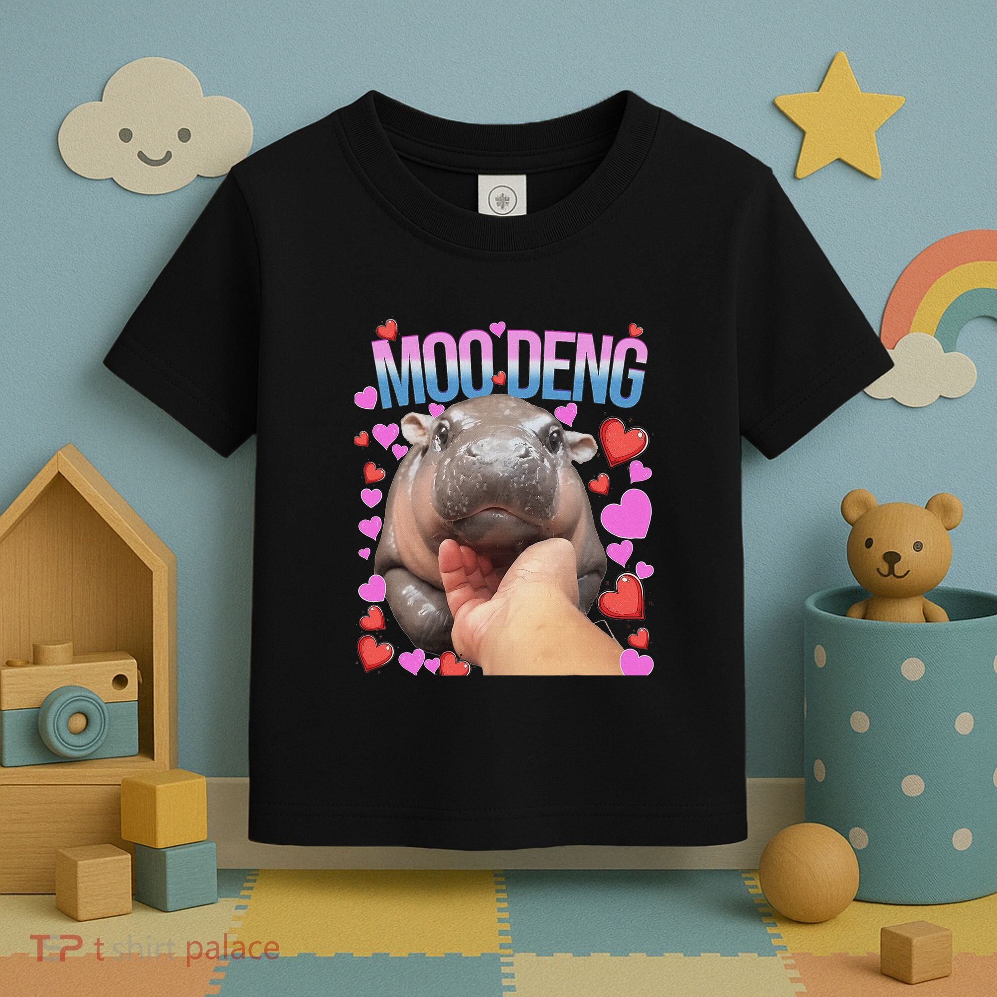 The Famous Moo Deng Pygmy Baby Hippo Moo Deng Cute Moodeng Toddler T-Shirt