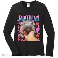 The Famous Moo Deng Pygmy Baby Hippo Moo Deng Cute Moodeng Women's Long Sleeve Shirt thumb 0