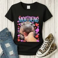 The Famous Moo Deng Pygmy Baby Hippo Moo Deng Cute Moodeng Women's T-Shirt thumb 3