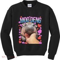 The Famous Moo Deng Pygmy Baby Hippo Moo Deng Cute Moodeng Kids Sweatshirt thumb 0