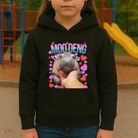 The Famous Moo Deng Pygmy Baby Hippo Moo Deng Cute Moodeng Kids Hoodie thumb 3