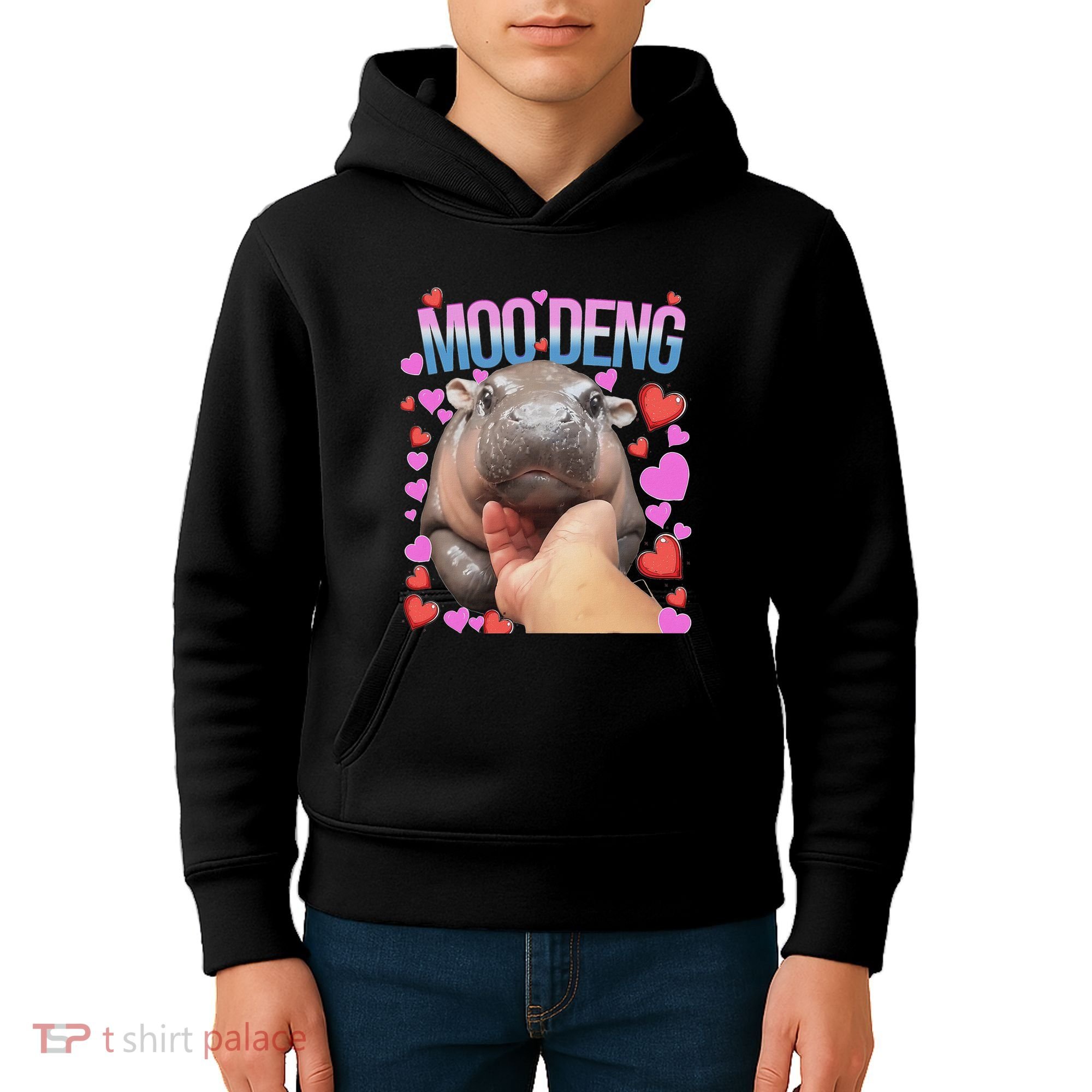 The Famous Moo Deng Pygmy Baby Hippo Moo Deng Cute Moodeng Kids Hoodie