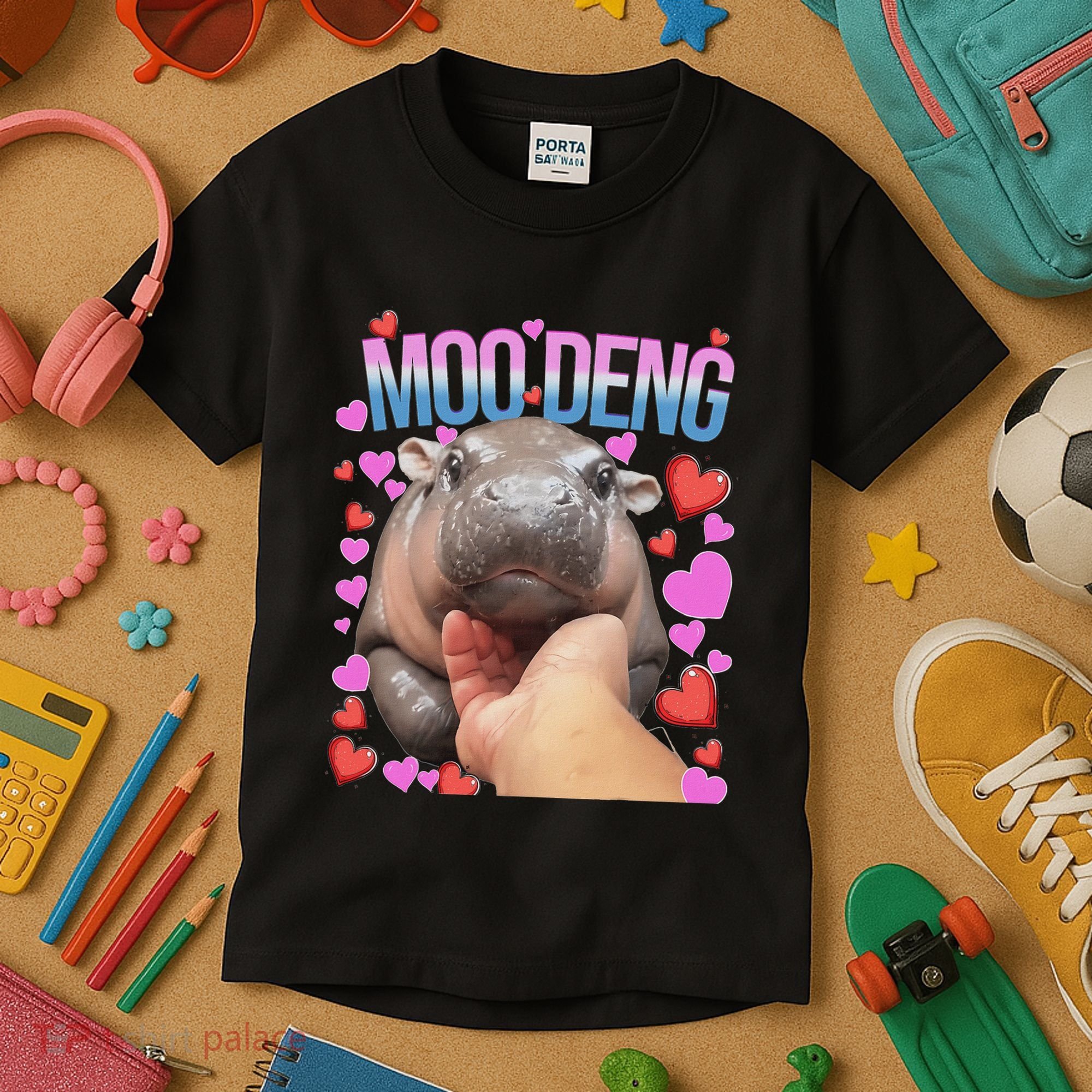 The Famous Moo Deng Pygmy Baby Hippo Moo Deng Cute Moodeng Kids T-Shirt